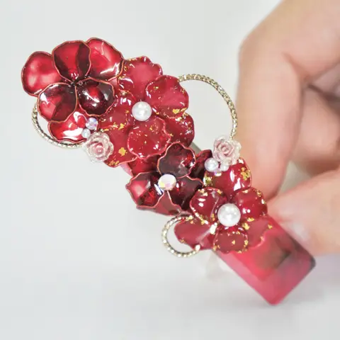กิ๊บยาวดอกโบตั๋น Maroon Fox