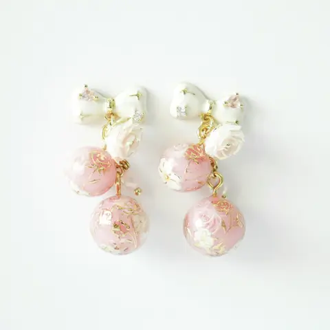 ต่างหูกุหลาบ Pinkpearl Rose