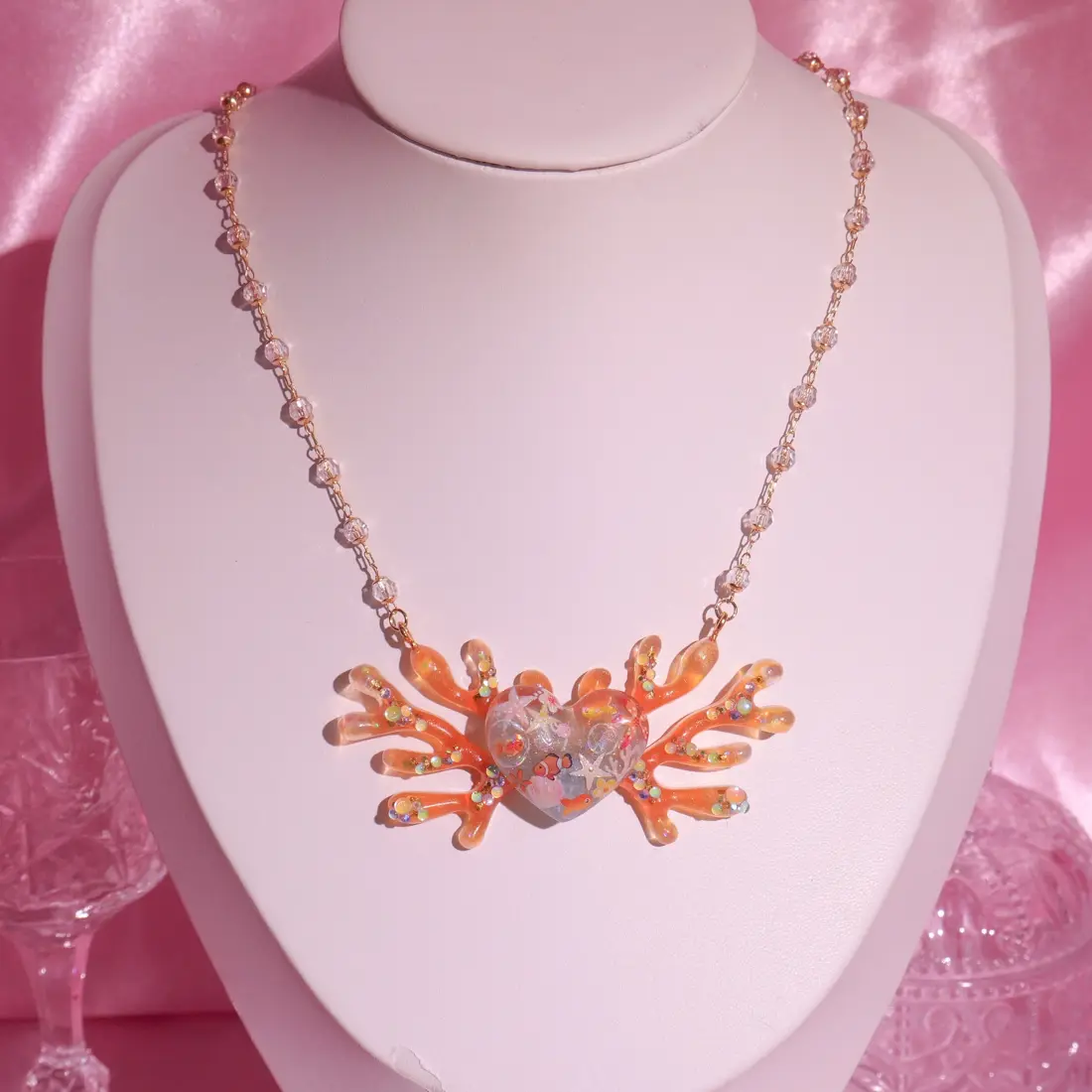 สร้อยคอหัวใจกลาง Marine Coral สร้อยคอ MIMEAR