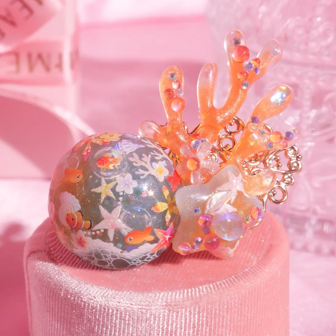 กิ๊บทรงกลม Marine Coral กิ๊บติดผม MIMEAR
