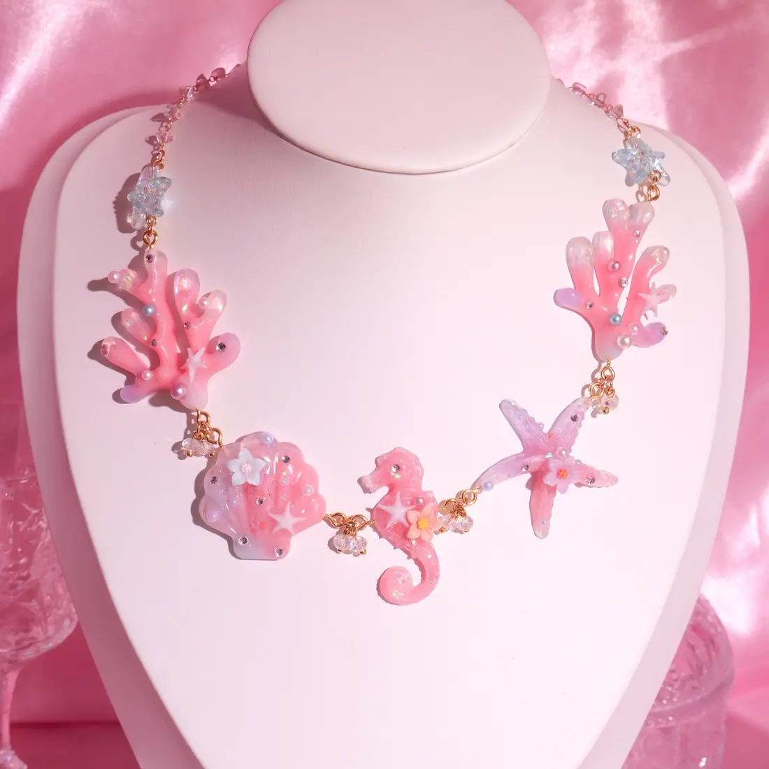 สร้อยคอปะการัง Kawaii Seahorse สร้อยคอ MIMEAR
