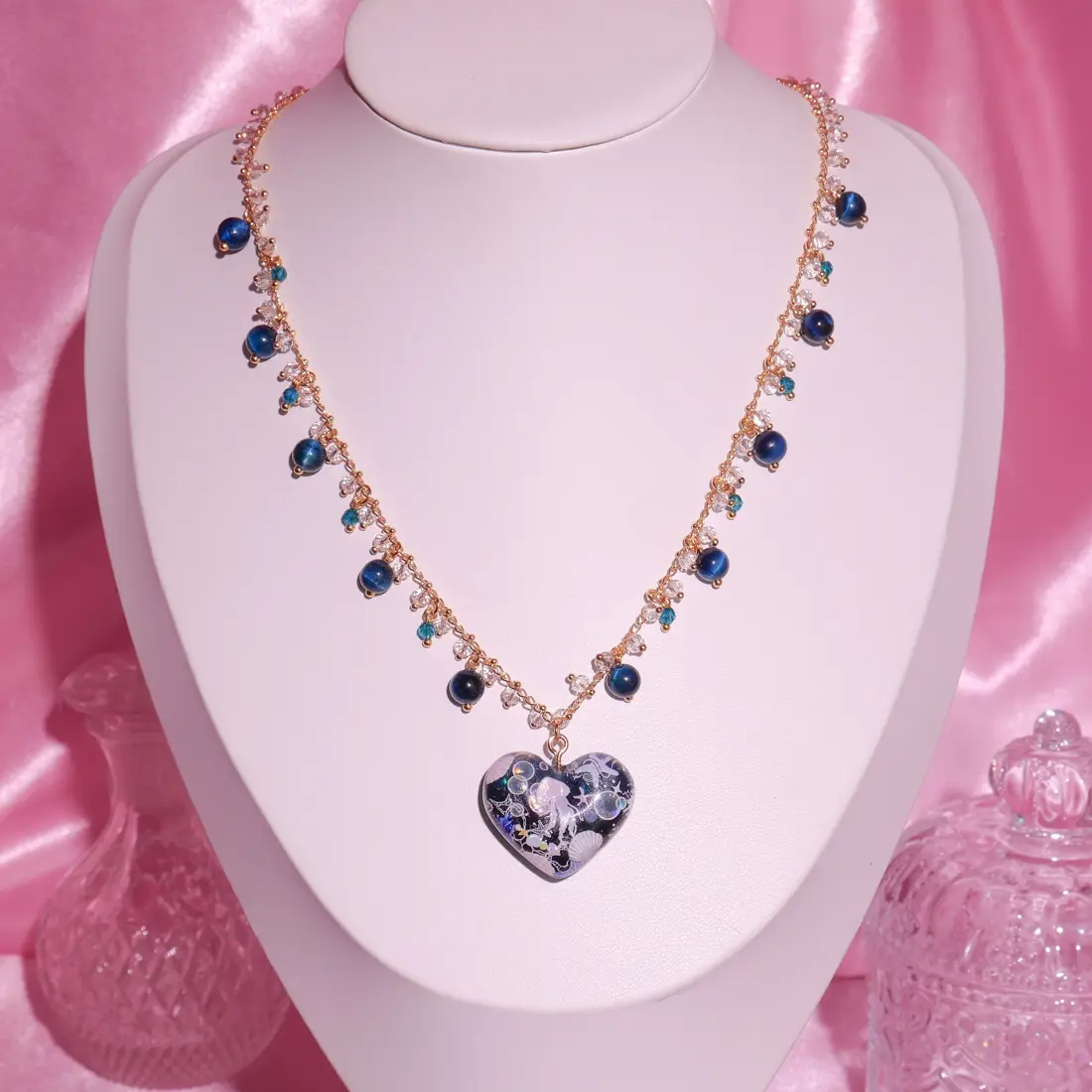 สร้อยคอหัวใจ Deep Blue Jelly สร้อยคอ MIMEAR