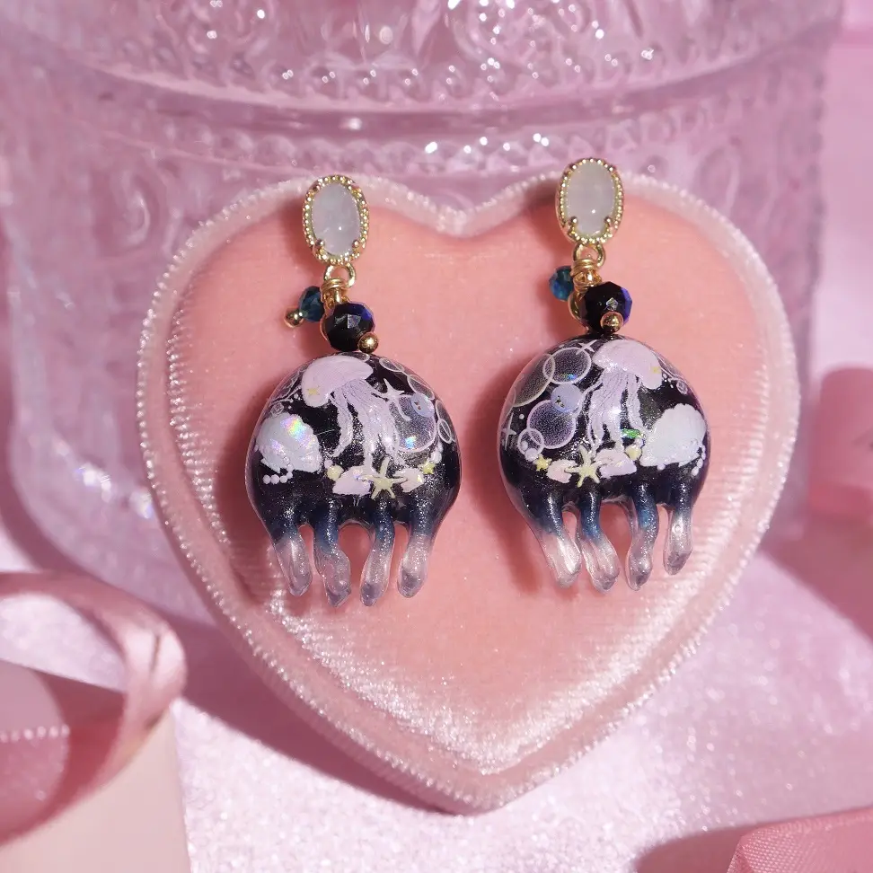 ต่างหูแมงกะพรุน Deep Blue Jelly ต่างหู MIMEAR