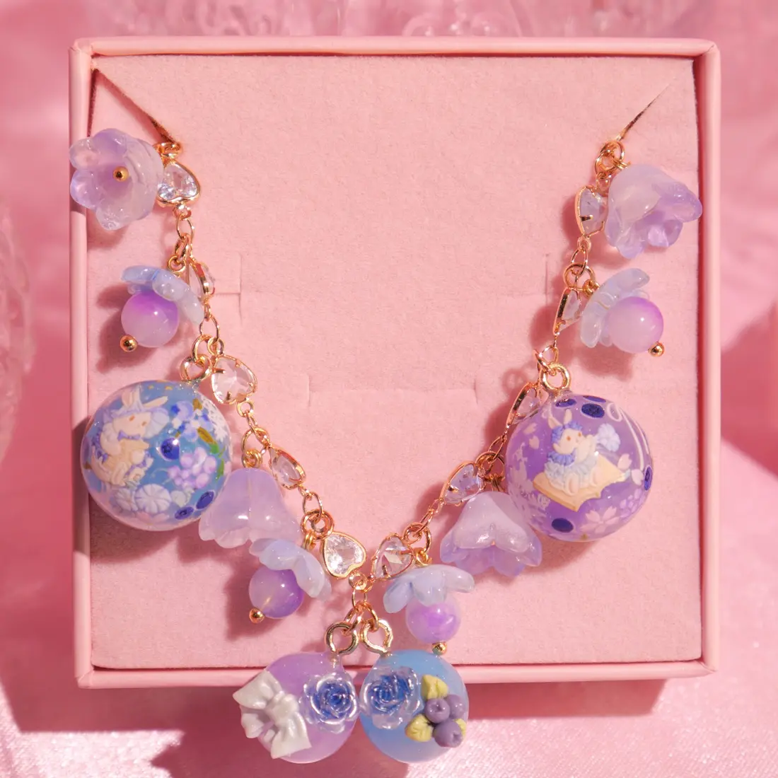 ข้อมือจี้กลมใหญ่ Blueberry Bunny Corset สร้อยข้อมือ MIMEAR