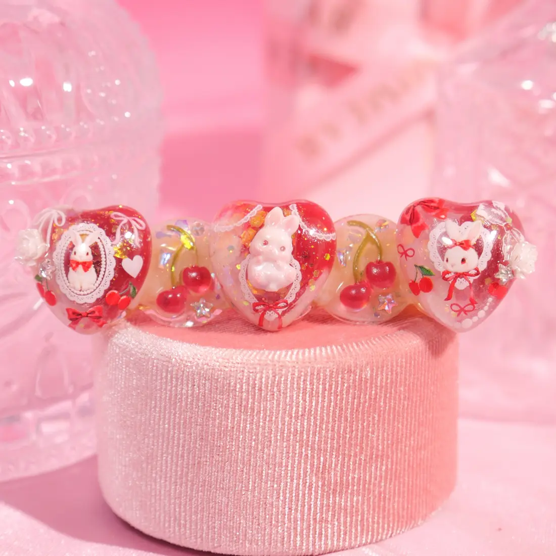 กิ๊บหัวใจ Cherry Bunny Lace กิ๊บติดผม MIMEAR