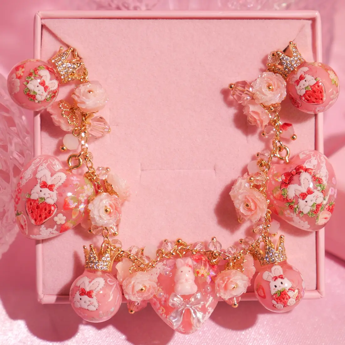 ข้อมือ Strawberry Bunny Ribbon Full สร้อยข้อมือ MIMEAR