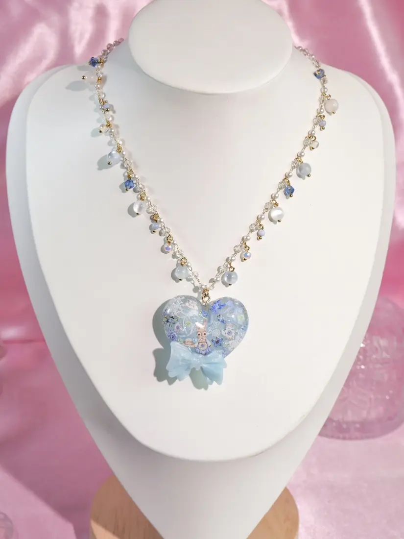 สร้อยคอหัวใจใหญ่ Princess Blue สร้อยคอ MIMEAR