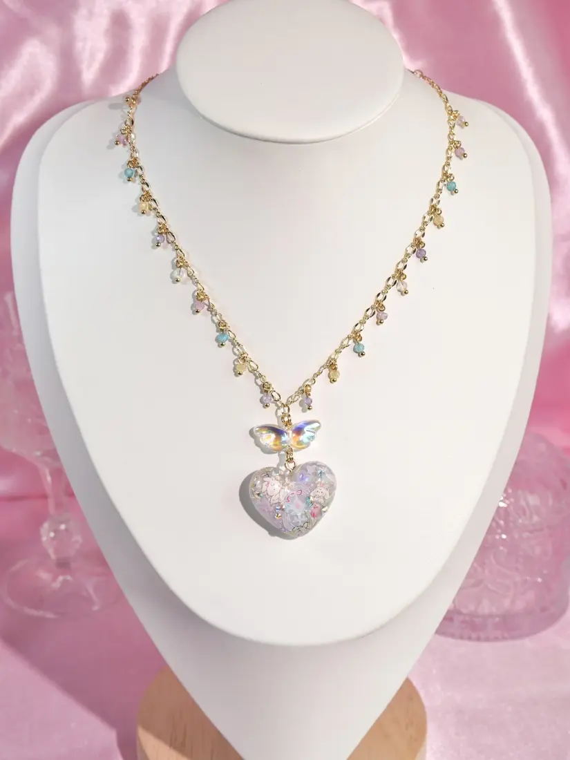 สร้อยคอหัวใจปีก Heaven Glass สร้อยคอ MIMEAR