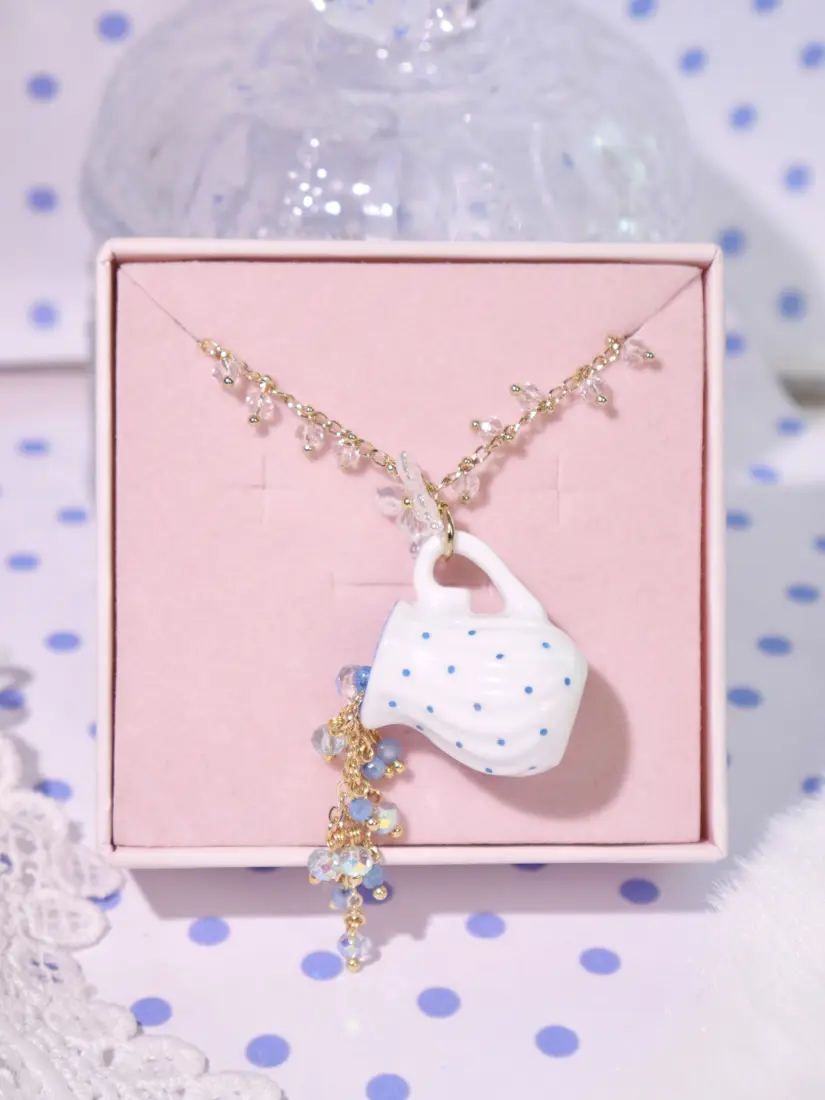สร้อยคอกาน้ำชาใหญ่ Polkadot Tea Cup สร้อยคอ MIMEAR