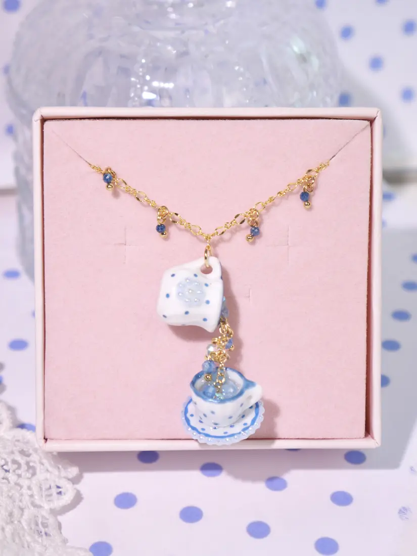 สร้อยคอดับเบิ้ลทีคัพ Polkadot Tea Cup สร้อยคอ MIMEAR