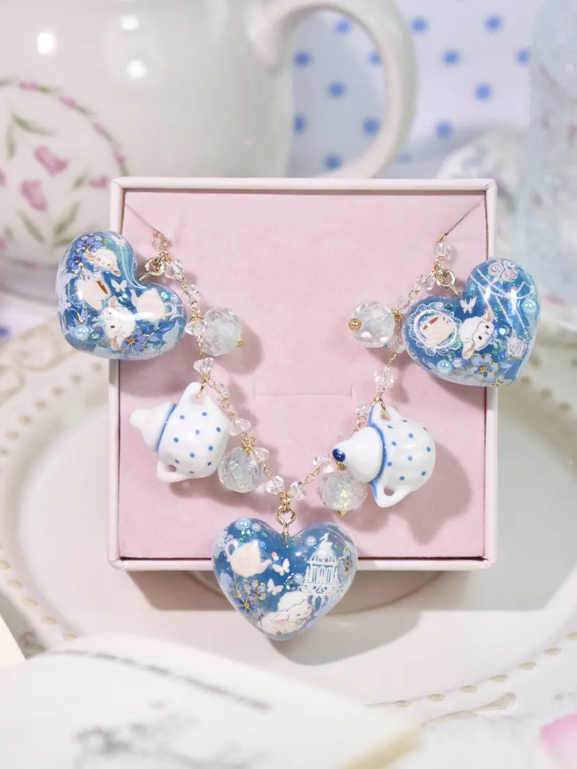 ข้อมือหัวใจใหญ่ Polkadot Tea Cup สร้อยข้อมือ MIMEAR