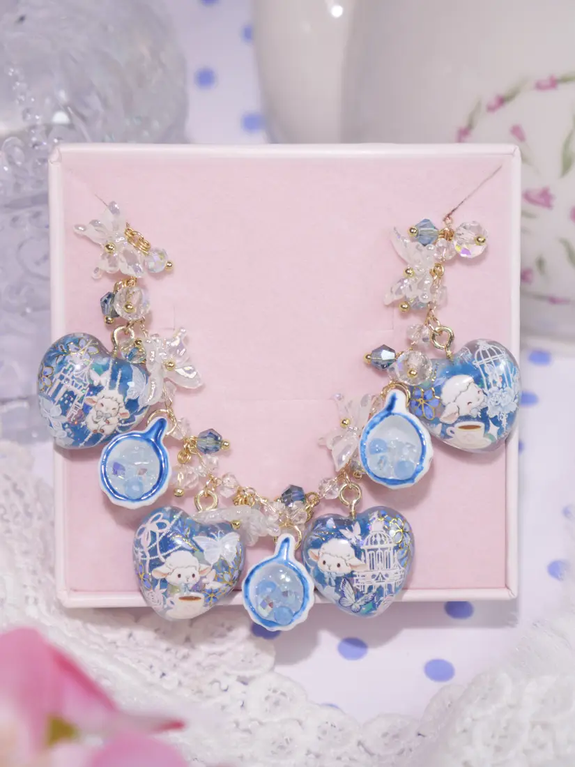 ข้อมือหัวใจเล็ก Polkadot Tea Cup สร้อยข้อมือ MIMEAR