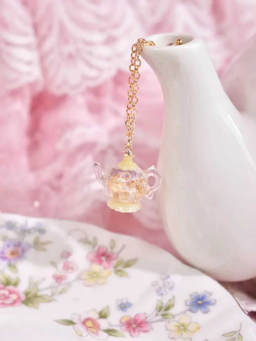 สร้อยคอกาชาคัสตาร์ด Bunny x Floral Teapot สร้อยคอ MIMEAR