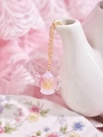สร้อยคอกาชาม่วง Bunny x Floral Teapot