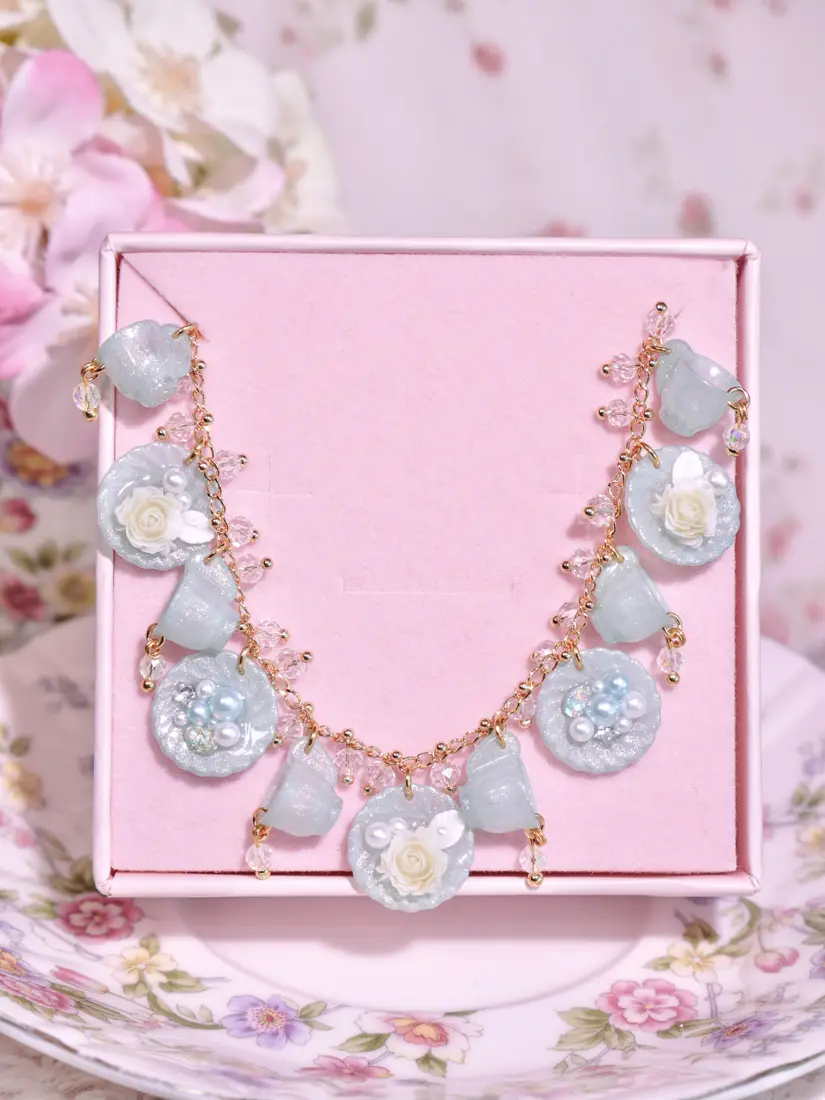ข้อมือถ้วยจานเขียวพาสเทล Fleur Glassy Pour สร้อยข้อมือ MIMEAR