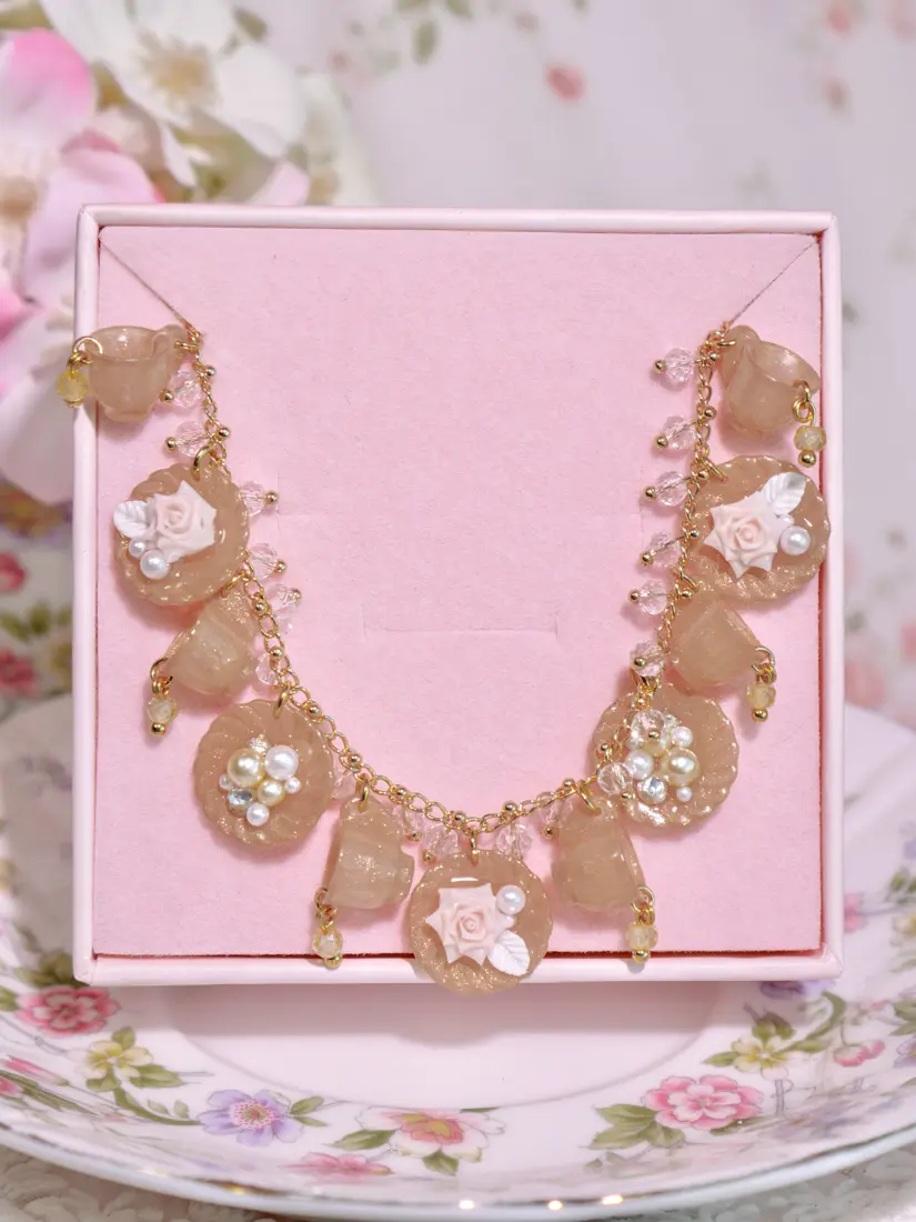 ข้อมือถ้วยจานน้ำตาลทอง Fleur Glassy Pour สร้อยข้อมือ MIMEAR
