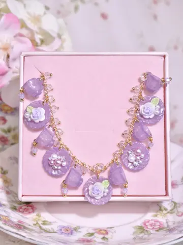 ข้อมือถ้วยจานม่วง Fleur Glassy Pour