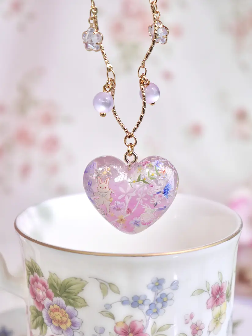 สร้อยคอหัวใจ Fleur Glassy Pour สร้อยคอ MIMEAR