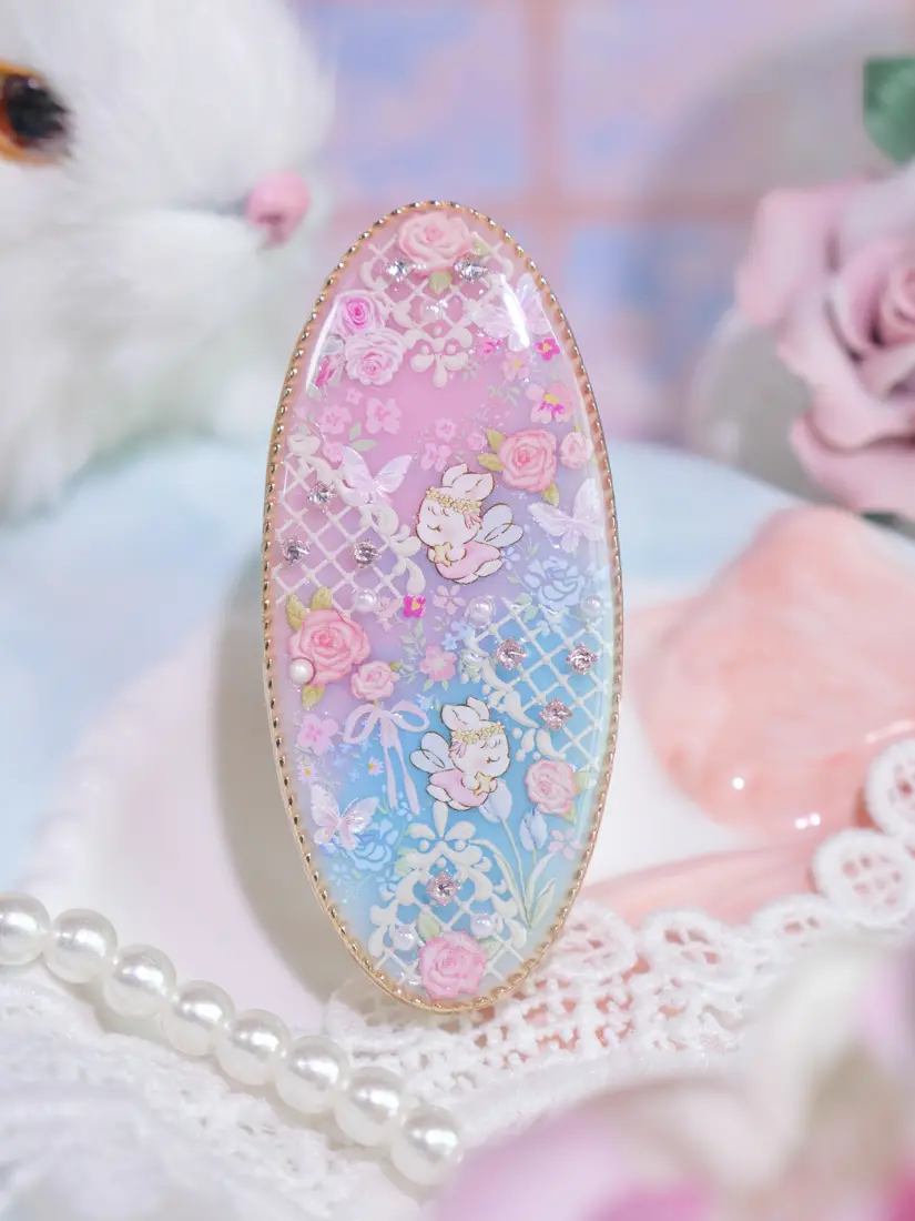 กิ๊บ Tea Bloom Wine Blush วงรีใหญ่กระต่ายผีเสื้อ กิ๊บติดผม MIMEAR