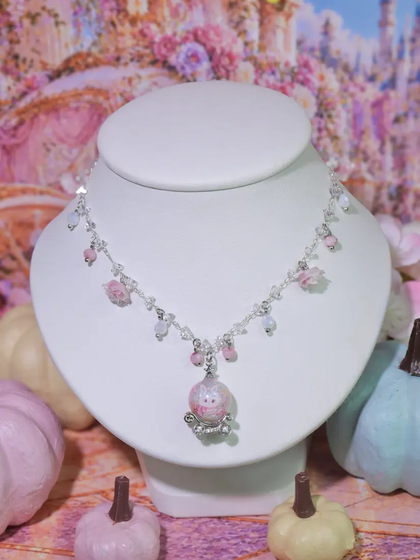 สร้อยคอ Ivory Carriage รถม้าฟักทองขาวชมพู สร้อยคอ MIMEAR