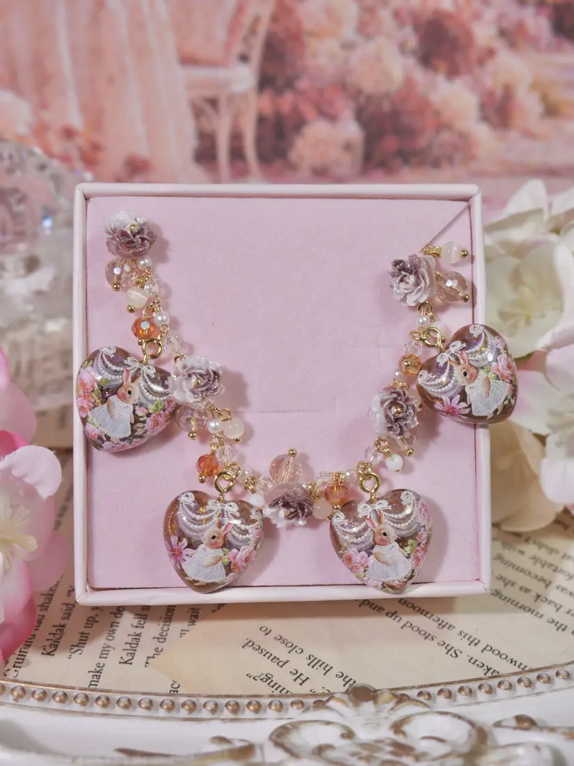 ข้อมือหัวใจน้ำตาลดอกไม้กระต่ายน้ำตาลชุดกระโปรง สร้อยข้อมือ MIMEAR