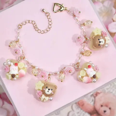 ข้อมือหมีใจครีมขนมหวาน