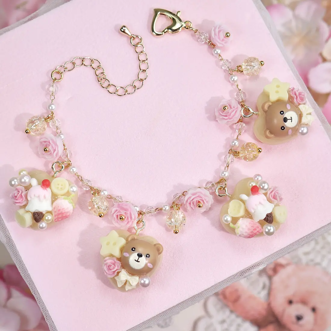ข้อมือหมีใจครีมขนมหวาน สร้อยข้อมือ MIMEAR