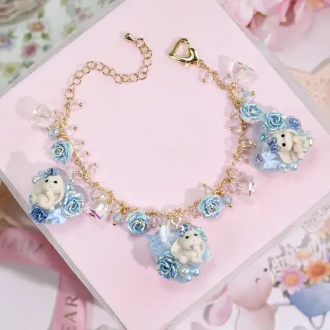 ข้อมือใจกระต่ายโบว์ฟ้า