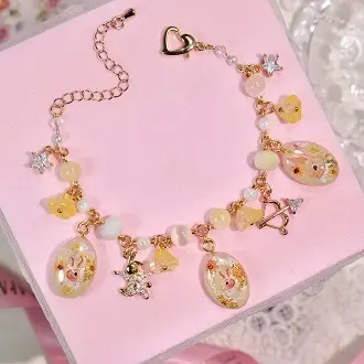 ข้อมือวงรีกระต่ายดอกไม้เหลือง สร้อยข้อมือ MIMEAR