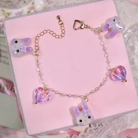 ข้อมือสกุชชี่กระต่ายม่วงเพชร สร้อยข้อมือ MIMEAR