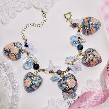 ข้อมือเดนิมกระต่ายดอกไม้ขาว