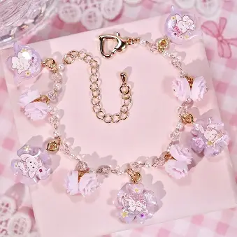 ข้อมือดอกไม้กระต่ายชมพู