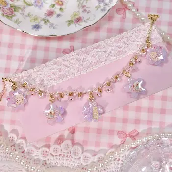 ข้อมือดอกไม้ชมพูม่วงกระต่าย