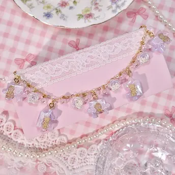 ข้อมือจิ๊กซอว์ชมพูม่วงหมีน้ำตาล สร้อยข้อมือ MIMEAR