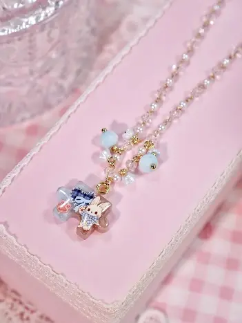 สร้อยคอจิ๊กซอว์ฟ้าน้ำตาลกระต่าย สร้อยคอ MIMEAR