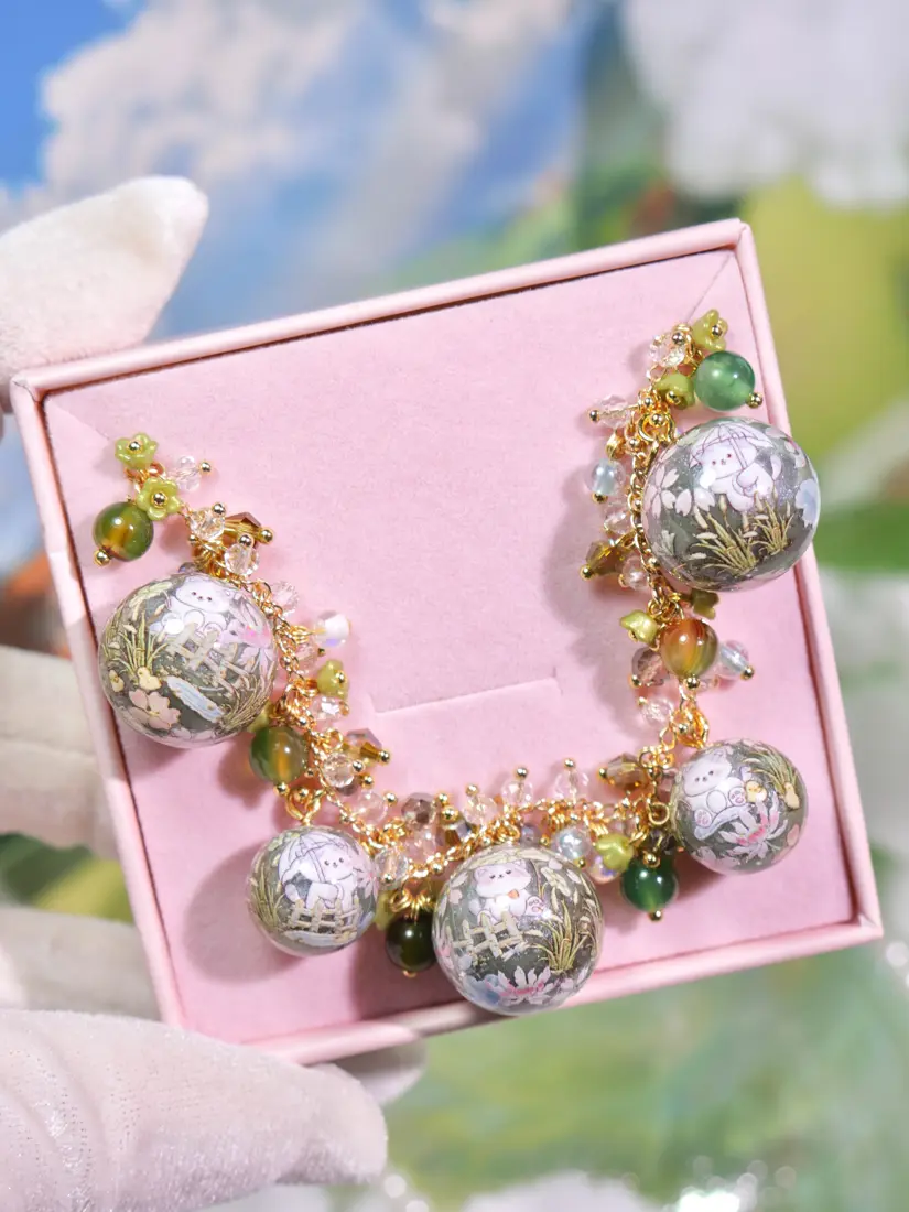 ข้อมือกลมเขียวหม่นแมวและผองเพื่อน สร้อยข้อมือ MIMEAR