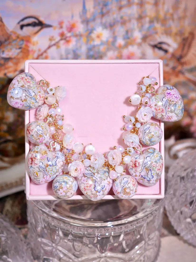 ข้อมือหัวใจกลมเล็กขาวดอกไม้นกผีเสื้อ สร้อยข้อมือ MIMEAR