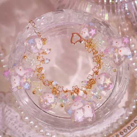 ข้อมือดาวกลมใสแมวขาวดาวหลากสี