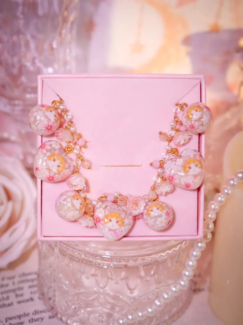 ข้อมือหัวใจกลมครีมแมวส้ม สร้อยข้อมือ MIMEAR
