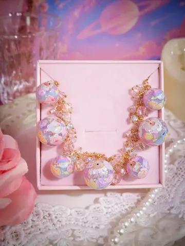 ข้อมือกลมชมพูม่วงฟ้ากระต่ายดาวเสาร์